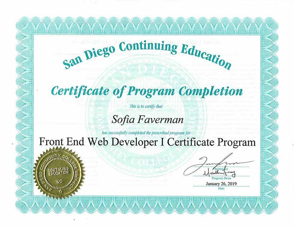 FEWD two certificate front