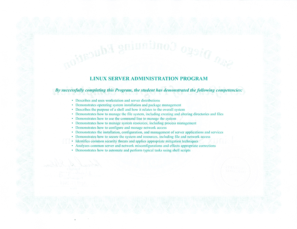 FEWD two certificate back