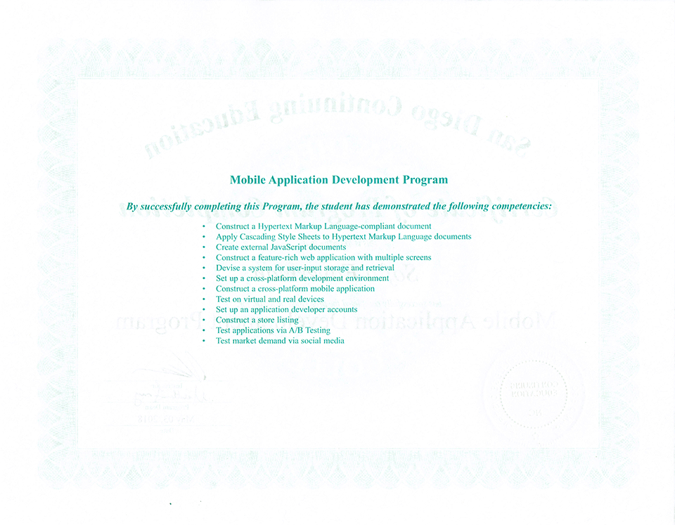 FEWD two certificate back