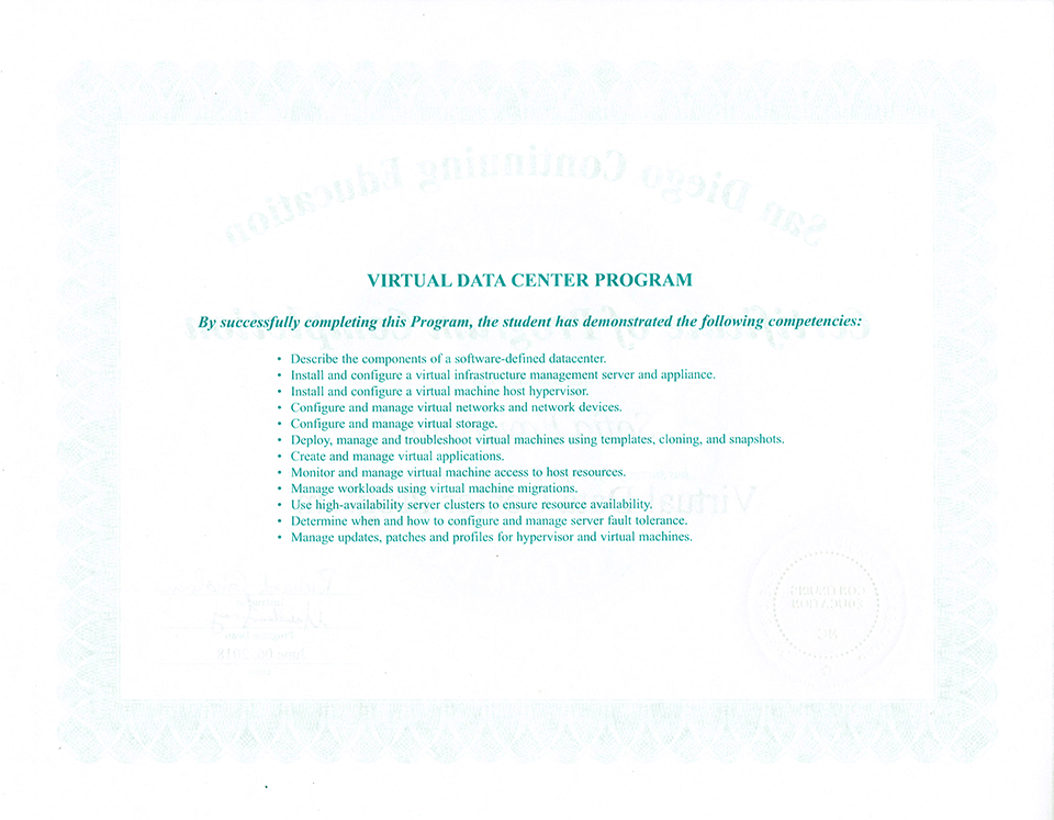 FEWD two certificate back