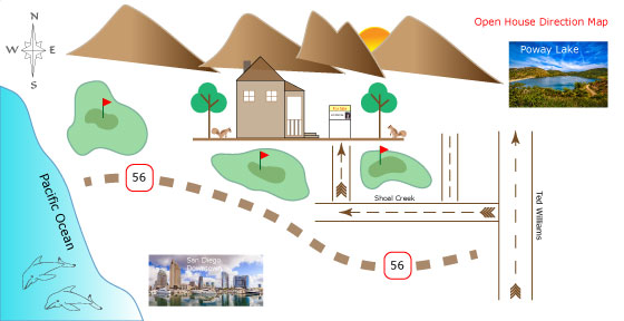 direction to open house map